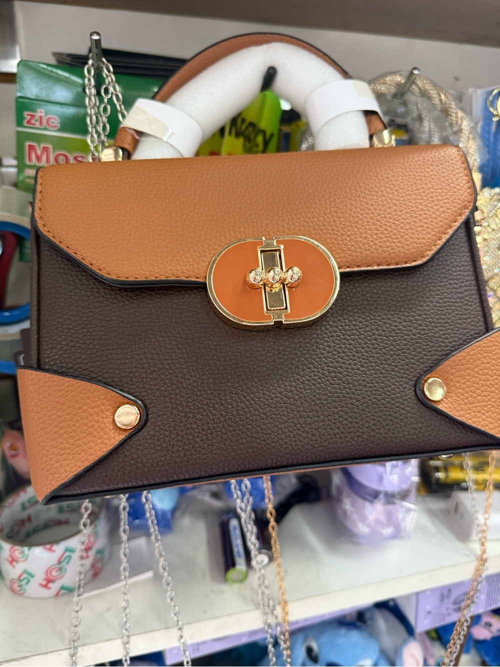 Women’s Two-Tone Brown & Tan Top-Handle Bag